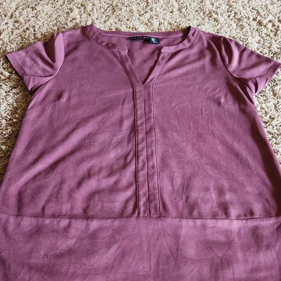 Tahari wine/plum colored womans short sleeve dress size small - Picture 4 of 6